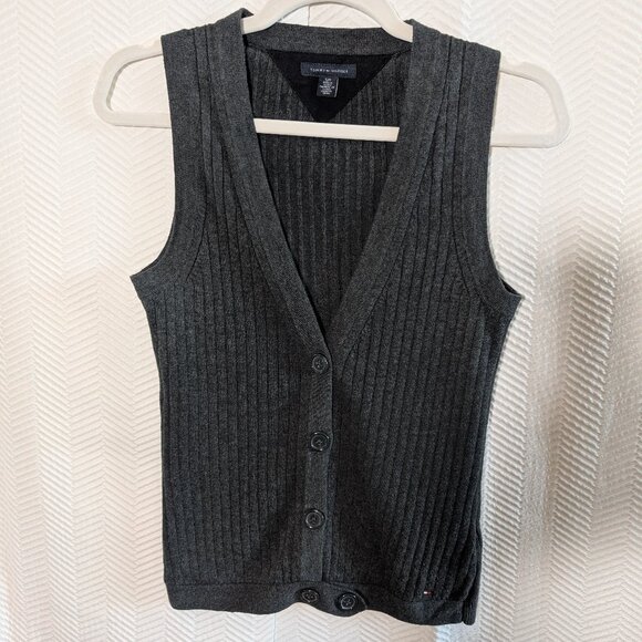 Tommy Hilfiger Wool Blend Sweater Vest Size small Waistcoat Dark Academia Preppy - Picture 3 of 7